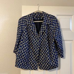 Jones New York collection silk blazer suit jacket 16W blue black